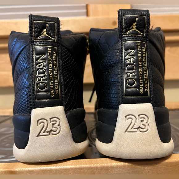 🏀 🐲☑️Nike Air Jordan XII / 12 | Retro Reptile 2019 | Midnight Black Gold White - Picture 6 of 16